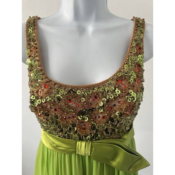Vtg 60s Saks Fifth Avenue Lime Green Sequin MOD RETRO MAD MEN Dress Sz: S - Picture 6 of 11